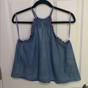 Honey punch tank with pompom accents size small